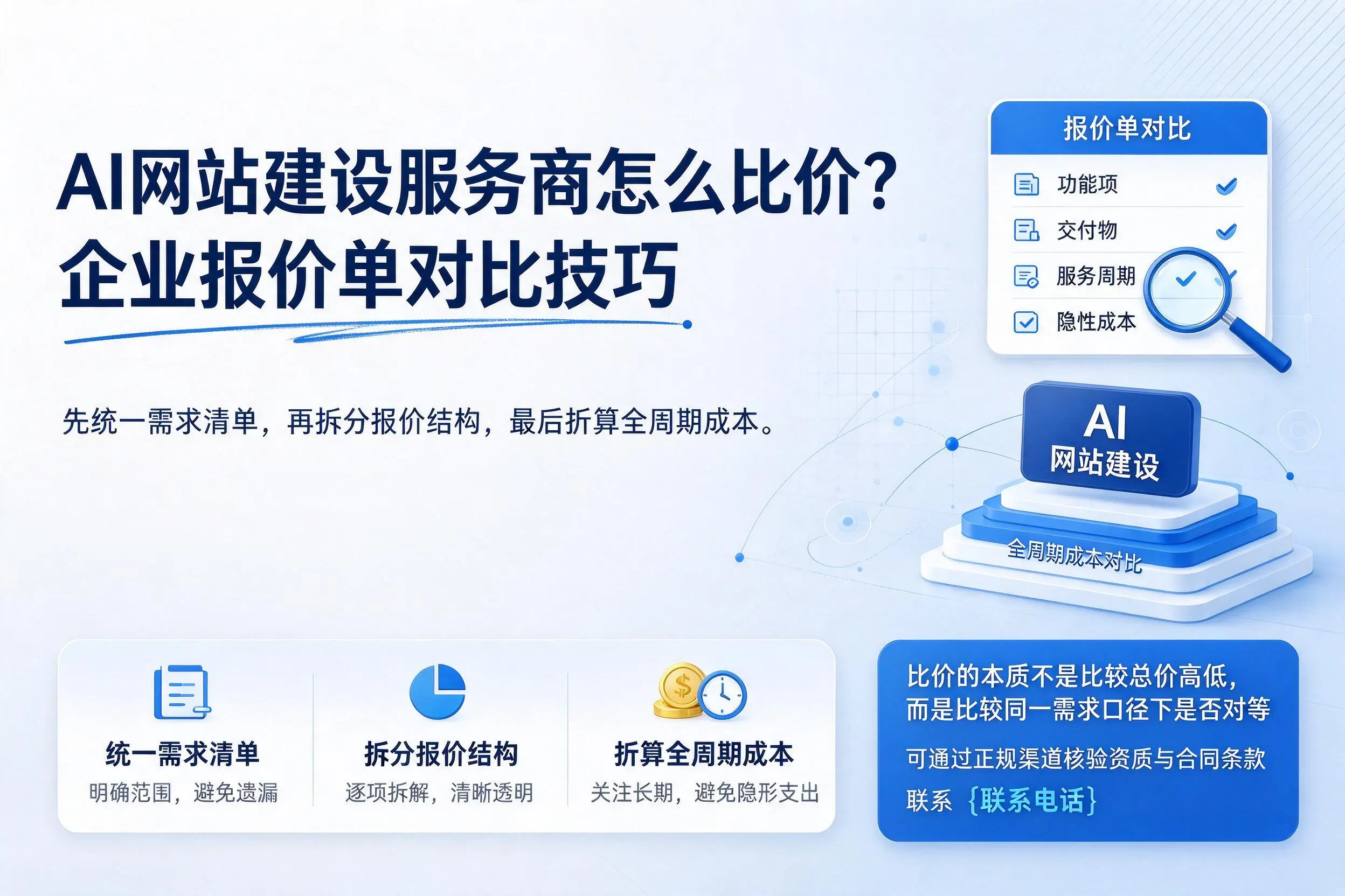 AI网站建设服务商怎么比价？恩施企业报价单对比技巧